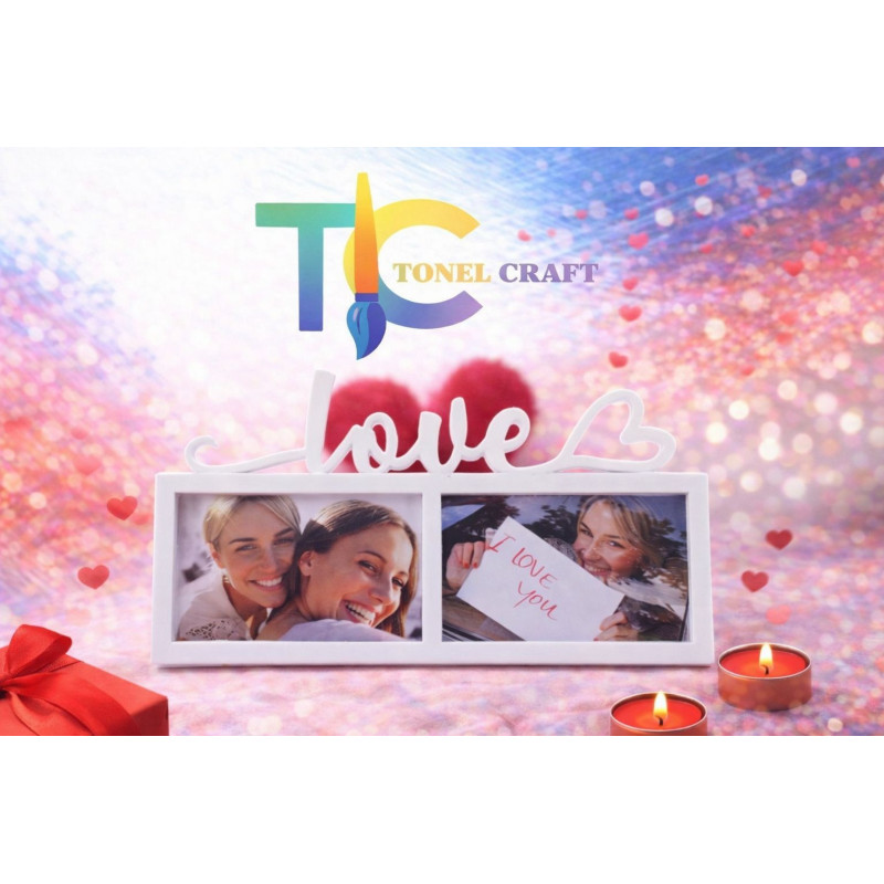 Ramă Foto LOVE Personalizată cu Poze – Cadou Romantic