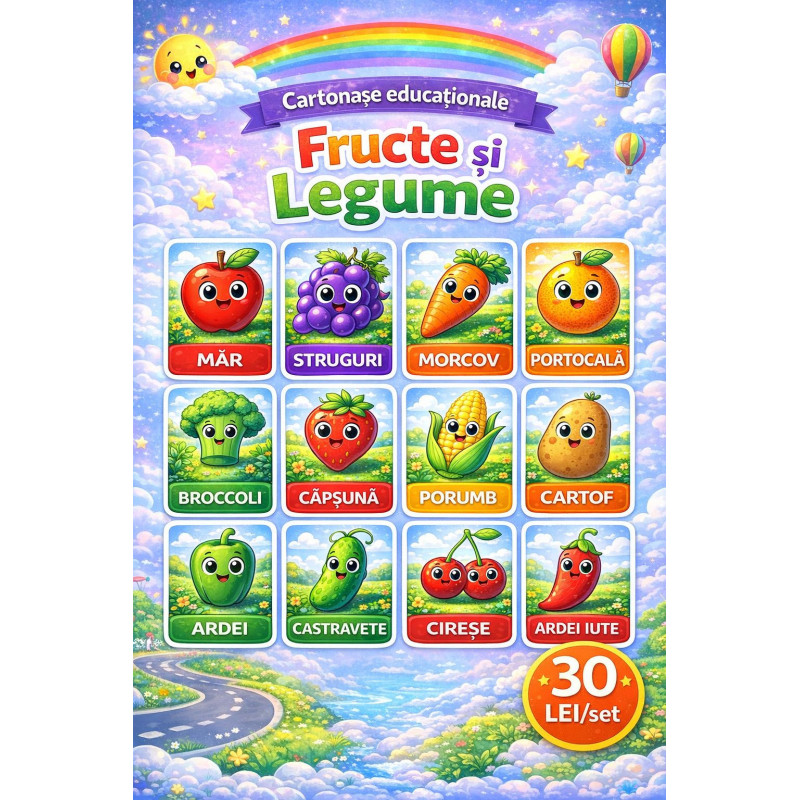 Cartonașe educaționale – Fructe și Legume