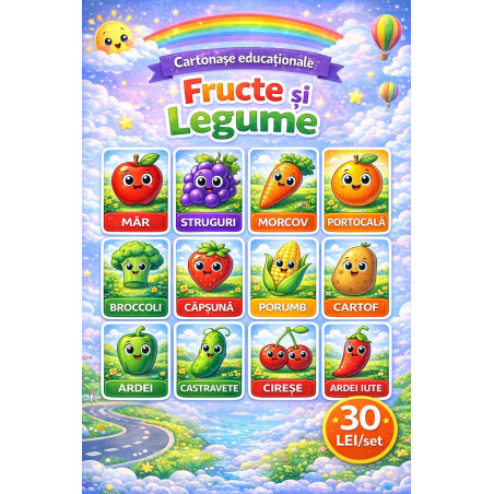 Cartonașe educaționale – Fructe și Legume