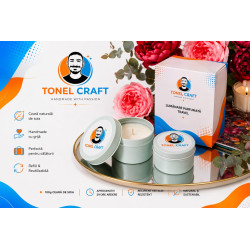 Lumânare parfumată Travel Tonel Craft 100g, ceară naturală de soia, handmade, mai multe arome disponibile