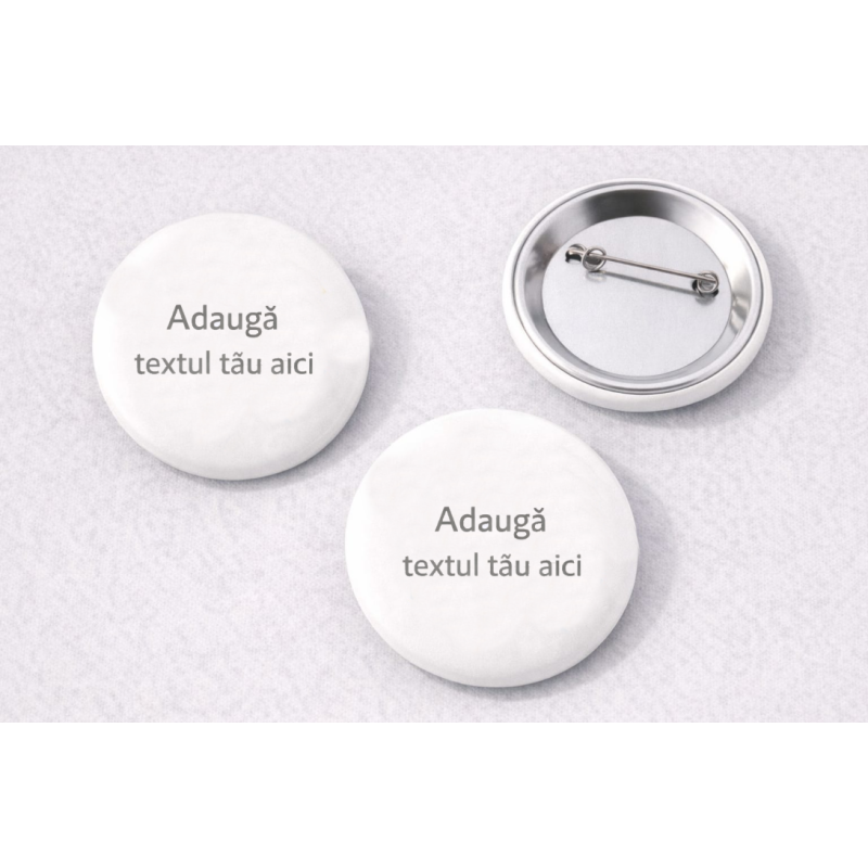 Insignă personalizată cu design propriu – 32 mm personalizat cu text